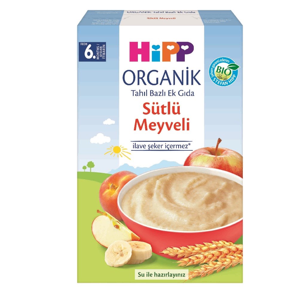 Hipp Organik Sütlü Meyveli Tahıl Bazlı Ek Gıda 250 gr Orjinal