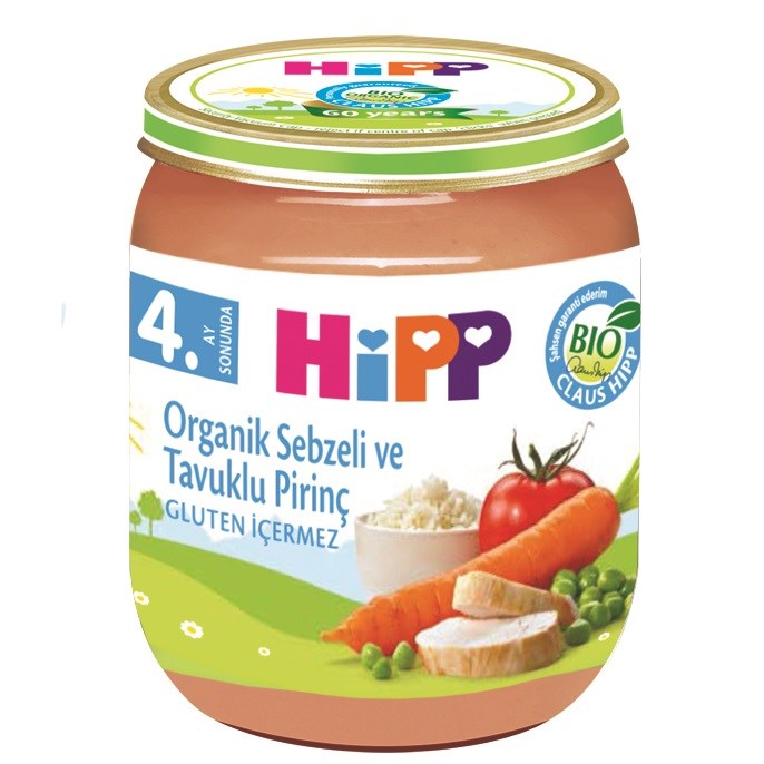 Hipp Organik Sebzeli ve Tavuklu Pirinç 125 gr Orjinal