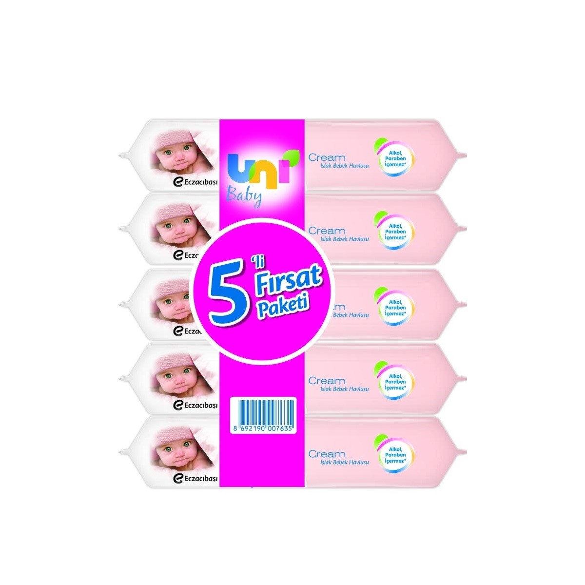 Uni Baby Cream Islak Havlu 5li  Avantaj Paket Orjinal
