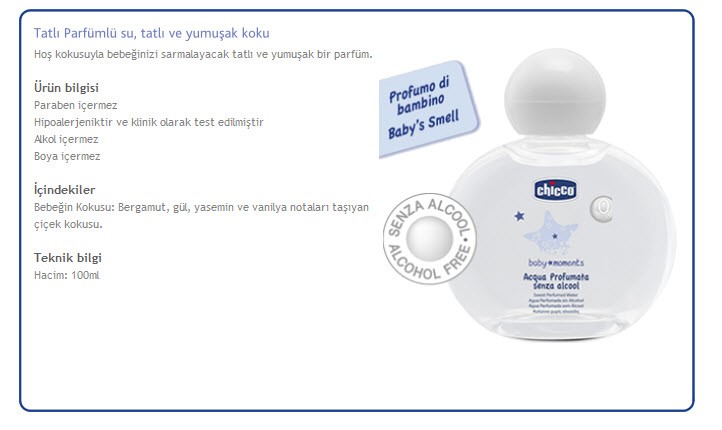Chicco Su Bazlı Alkolsüz Bebek Parfümü 100 ml Orjinal