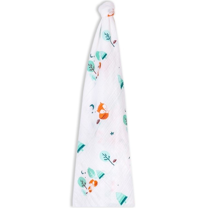 Momeasy Tilki Tekli Müslin Battaniye 100x120 cm Beyaz