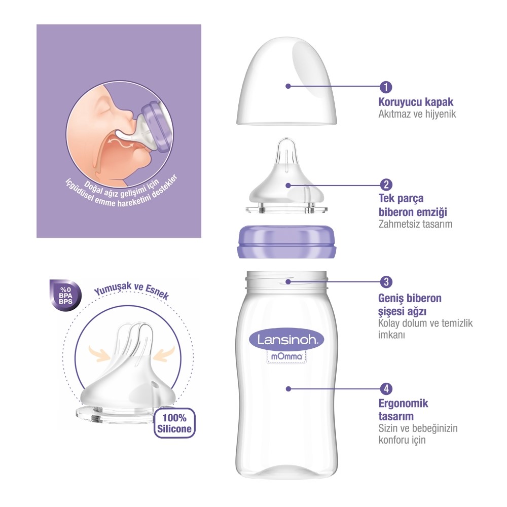 Lansinoh Natural Wave Biberon 160 ml Orjinal