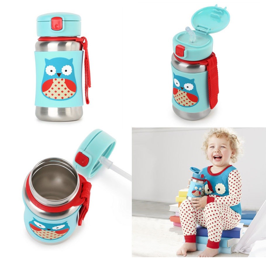 Skip Hop Zoo Pipetli Paslanmaz Çelik Suluk Baykuş Orjinal