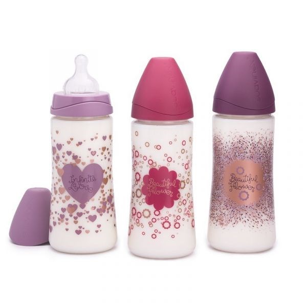 Suavinex Haute Couture 3 Pozisyonlu Silikon Uç Geniş Ağız Biberon 360 ml Pembe