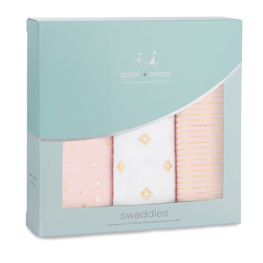 Aden+Anais Üçlü Müslin Set - Metallic Primrose Orjinal