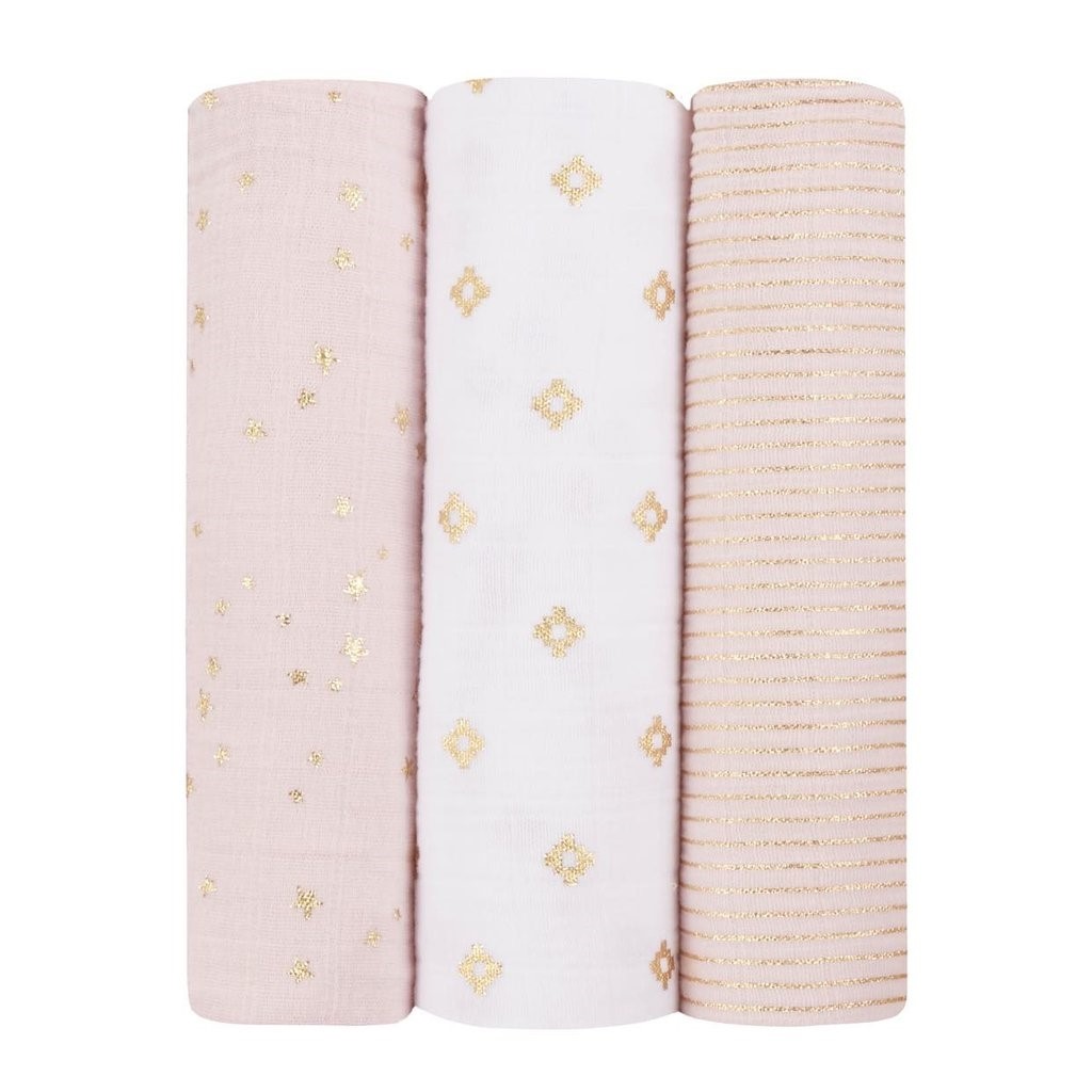 Aden+Anais Üçlü Müslin Set - Metallic Primrose Orjinal