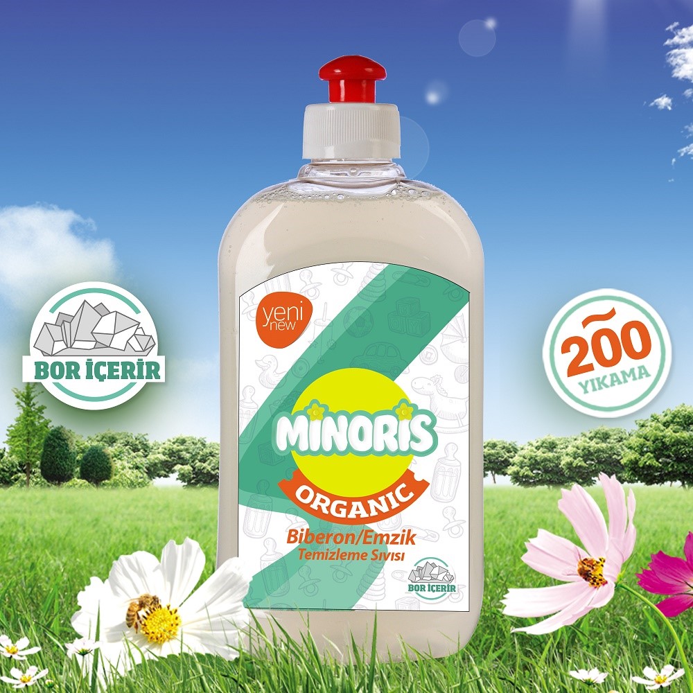 Minoris Baby Organik Bebek Biberon Emzik Temizleme Sıvısı 500 ml - 200 Yıkama Orjinal