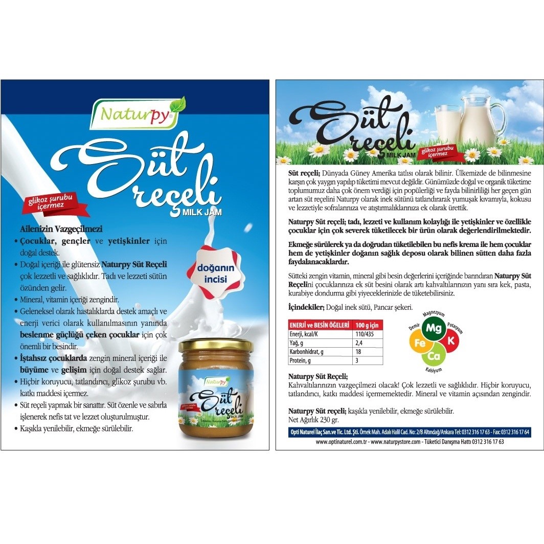 Naturpy Süt Reçeli 230 gr Orjinal