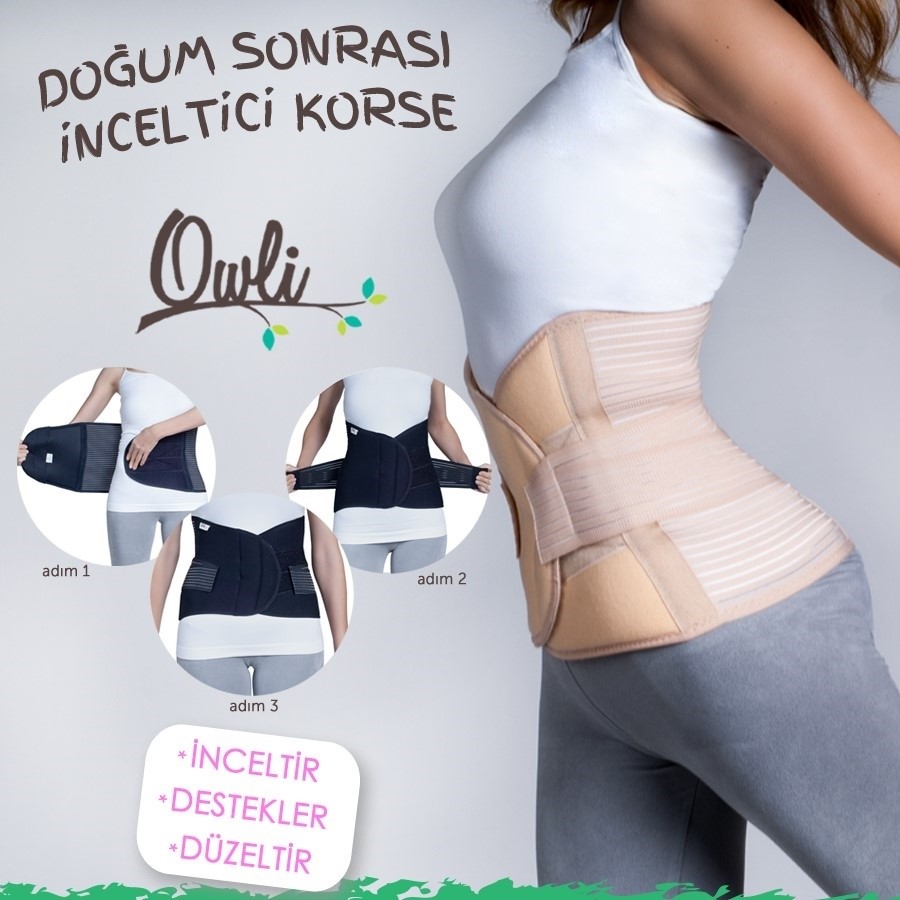 Owli Doğum Sonrası İnceltici Korse Siyah Siyah