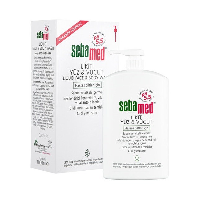 Sebamed Likid Yüz ve Vücut Temizleme Jeli 1000 ml Orjinal