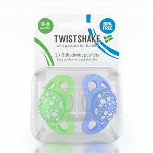 Twistshake Mavi Yeşil Silikon Emzik İkili Paket 0-6 Ay