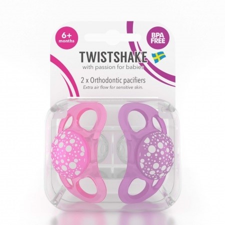 Twistshake Pembe Mor Silikon Emzik İkili Paket 6 Ay+ Orjinal