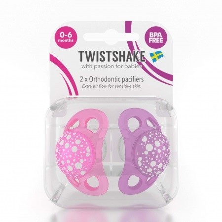 Twistshake Pembe Mor Silikon Emzik İkili Paket 0-6 Ay Orjinal