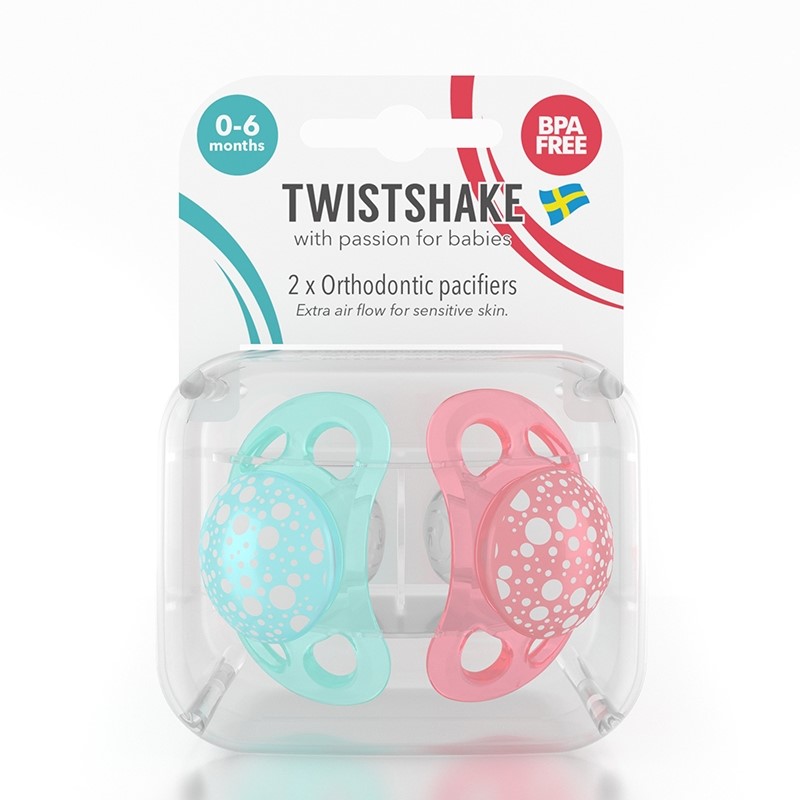 Twistshake Şeftali Turkuaz Silikon Emzik İkili Paket 6 Ay+ Orjinal