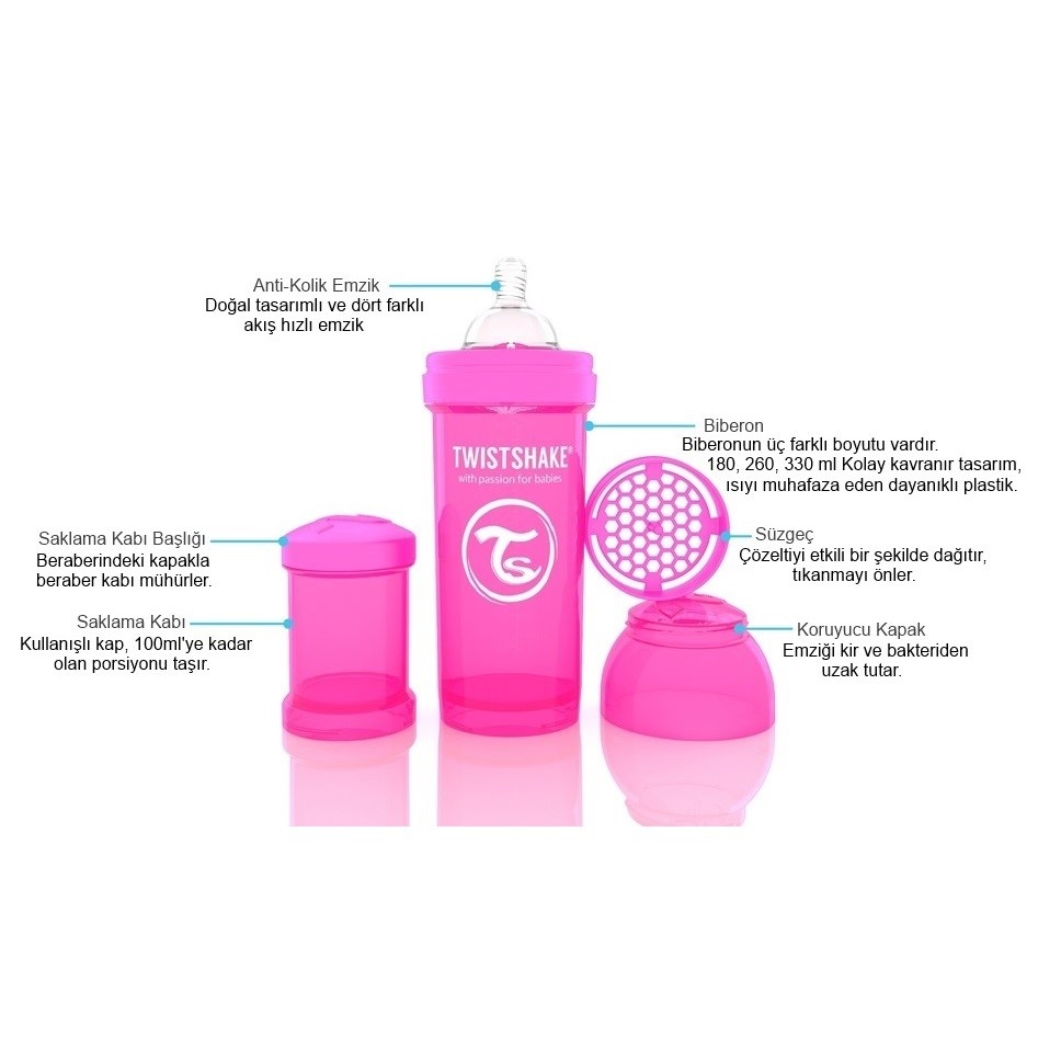 Twistshake Anticolic 330 ml Biberon Siyah Orjinal