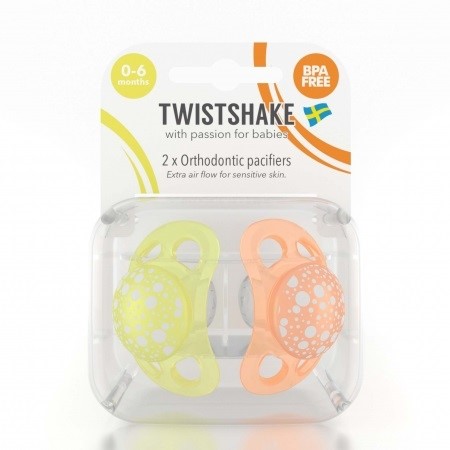 Twistshake Turuncu Sarı Silikon Emzik İkili Paket 0-6 Ay Orjinal