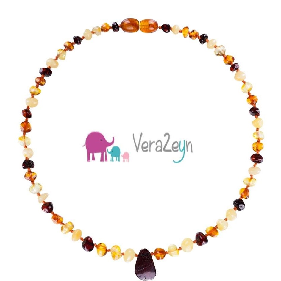 VeraZeyn Kolye Uçlu Kehribar Bebek Diş Kolyesi Multi Color Orjinal