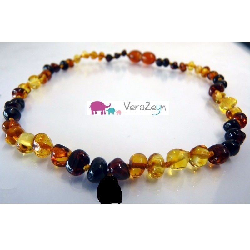 VeraZeyn Kolye Uçlu Kehribar Bebek Diş Kolyesi 3 Cognac&3Cherry Orjinal