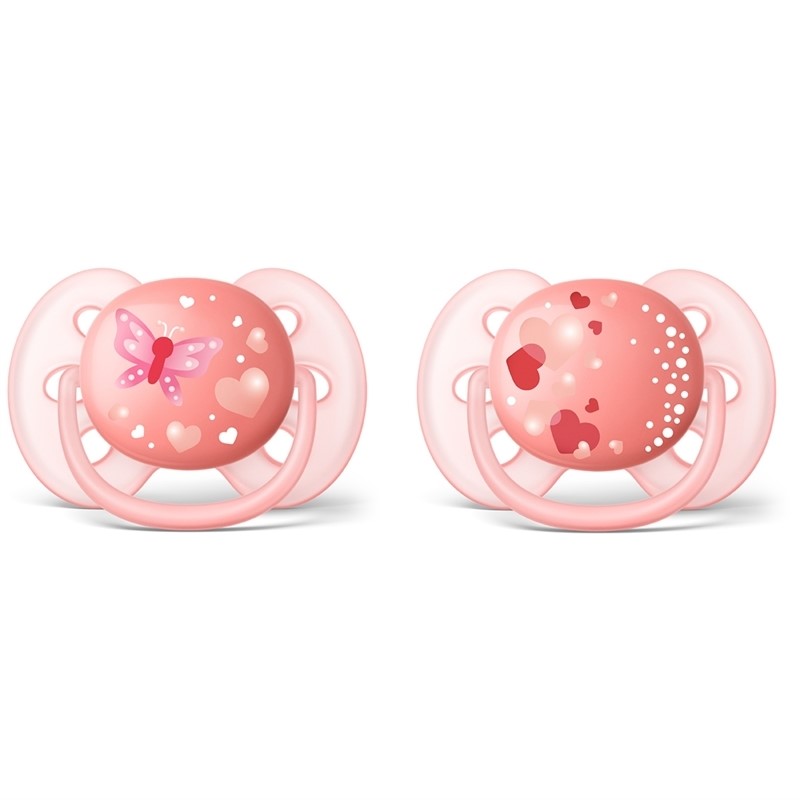 Avent Ultra Soft Desenli Emzik İkili 6-18 Ay Pembe Orjinal