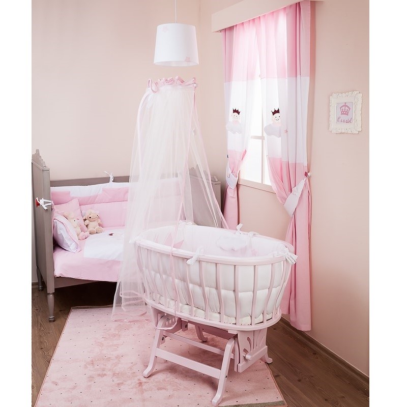 Aybi Baby Pembe Müzikli Ahşap Beşik Seti Little Princess Orjinal