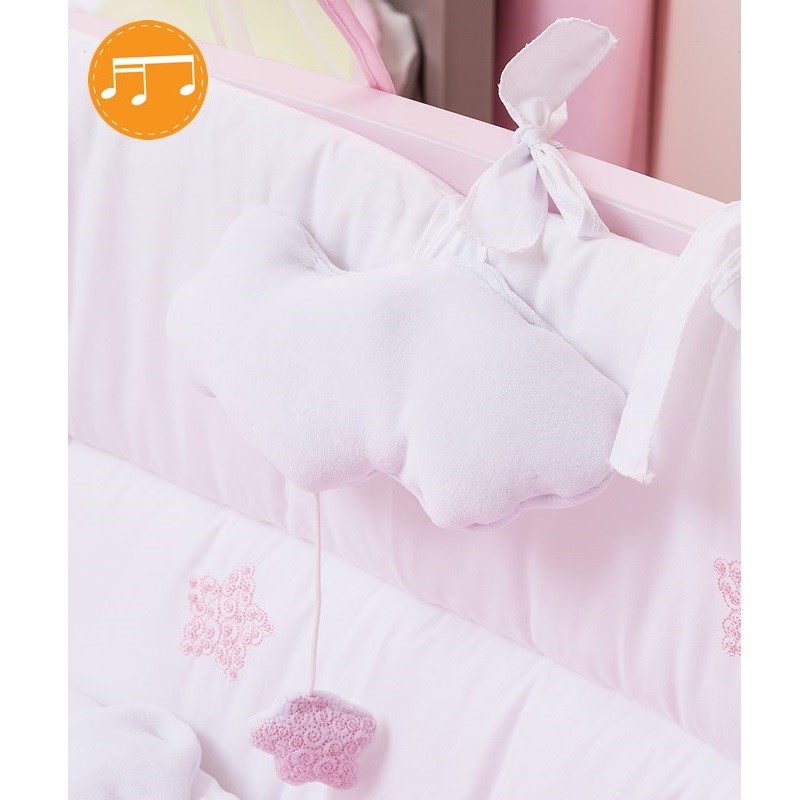 Aybi Baby Pembe Müzikli Ahşap Beşik Seti Little Princess Orjinal