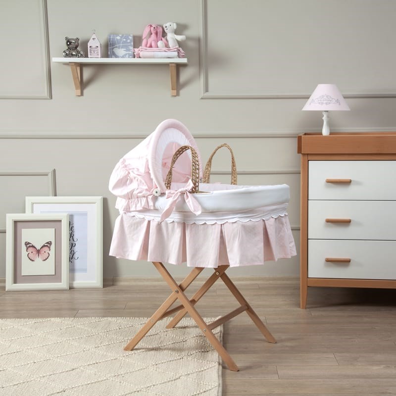 Funnababy Hasır Sepet Beşik Seti - Princess Krem