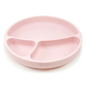 OiOi Porsiyon - Vakumlu Silikon Bölmeli Tabak Pembe