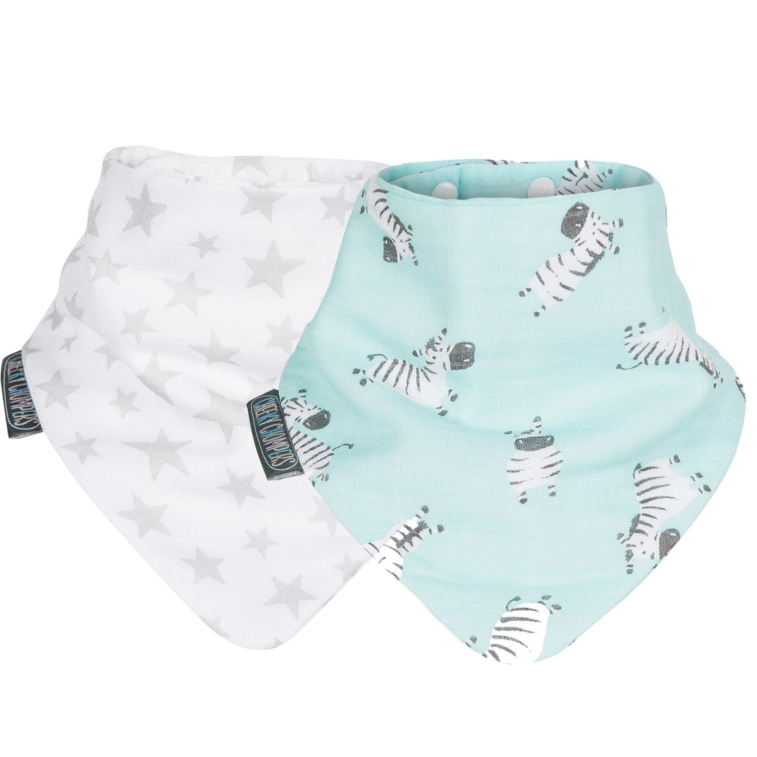 Cheeky Chompers Müslin Fular Önlük 2'li - Stars Zebra Orjinal