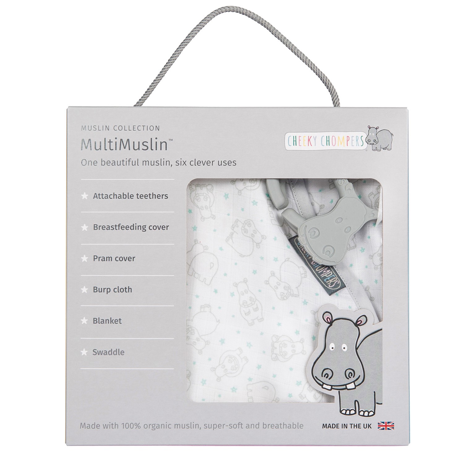 Cheeky Chompers MultiMuslin - Cheeky Hippo Orjinal