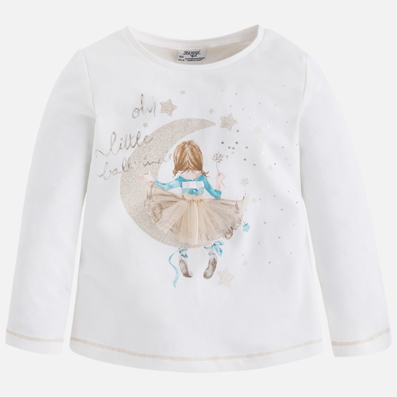 4059 Mayoral Kız Kışlık T-shirt Beyaz