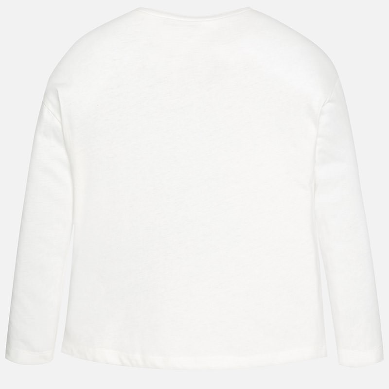 7069 Mayoral Kız Kışlık Uzun Kol T-shirt Beyaz
