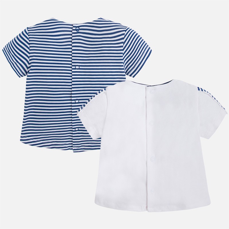 1005 Mayoral Kız Bebek Yazlık Kısa Kol T-shirt 2li Set Koyu Mavi