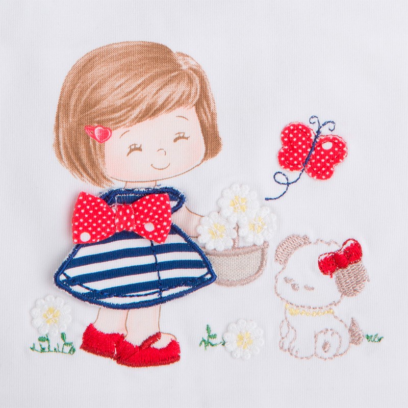 1005 Mayoral Kız Bebek Yazlık Kısa Kol T-shirt 2li Set Koyu Mavi