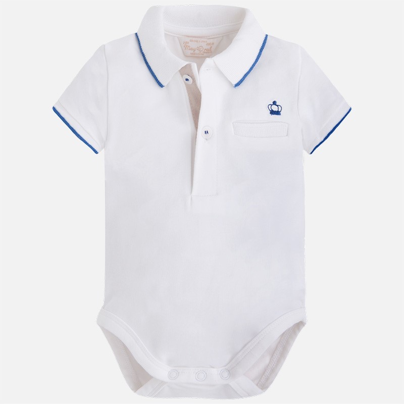 1741 Mayoral Erkek Bebek Yazlık Polo Yaka Body T-shirt Beyaz