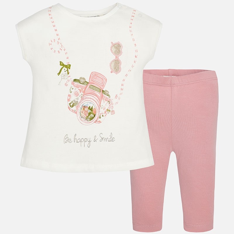 1797 Mayoral Kız Bebek Yazlık Kısa Kol T-shirt Tayt Set Pembe