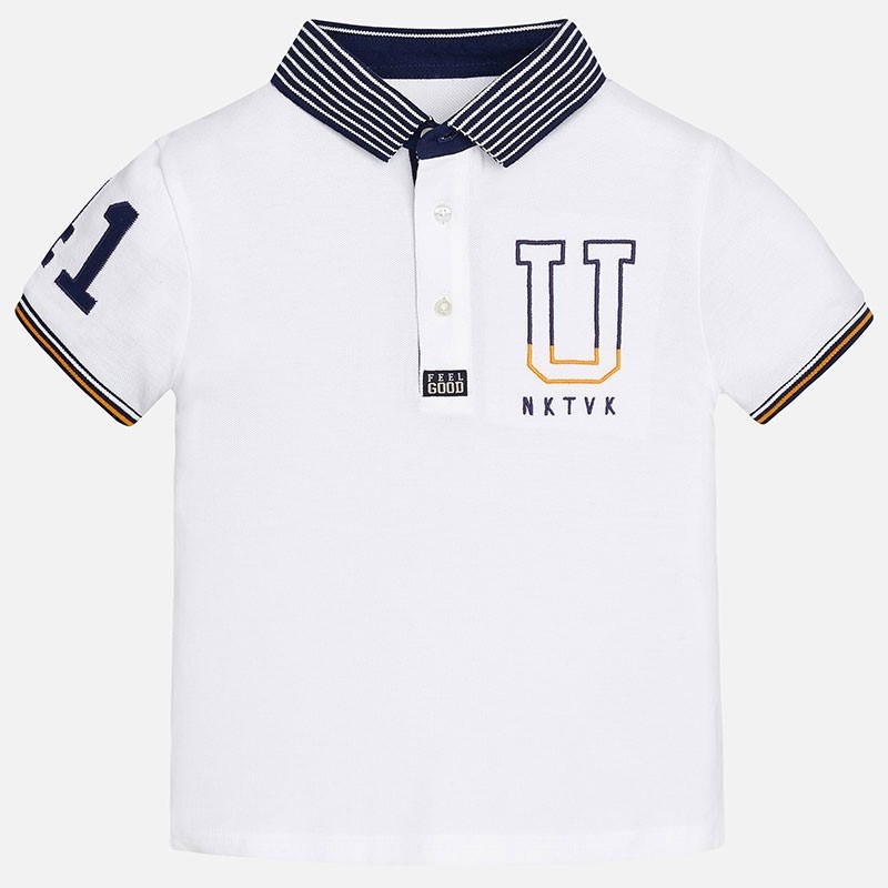 6103 Mayoral Erkek Yazlık Kısa Kol Polo Yaka T-shirt Beyaz