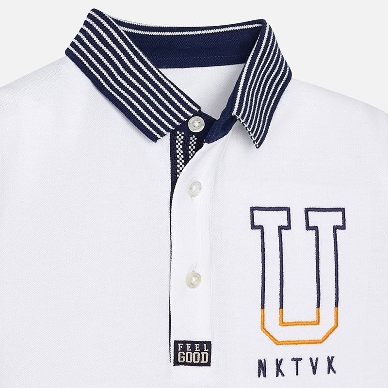 6103 Mayoral Erkek Yazlık Kısa Kol Polo Yaka T-shirt Beyaz