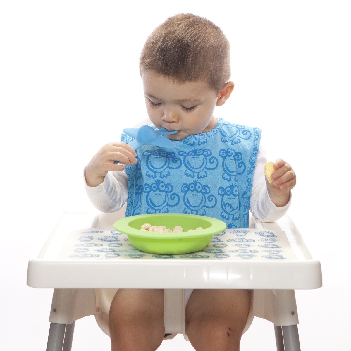 Oogaa Bebek Silikon Beslenme Kaşığı Uçak - Yeşil Orjinal