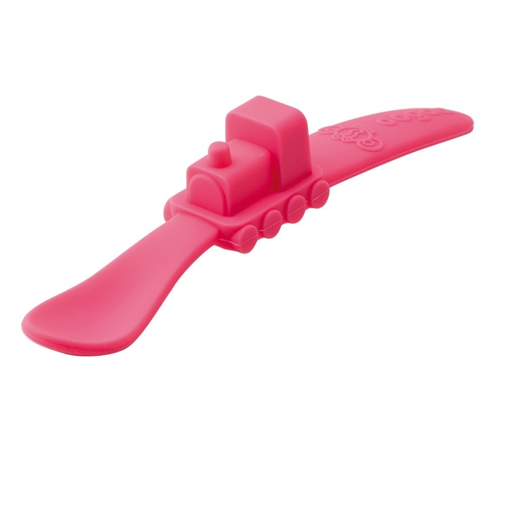 Oogaa Bebek Silikon Beslenme Kaşığı Tren - Pembe Orjinal