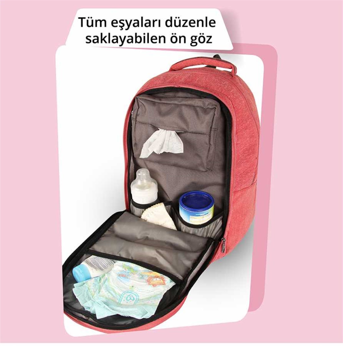 Alone Koton Anne Bebek Bakım Çantası - Çiçek Desenli Turuncu