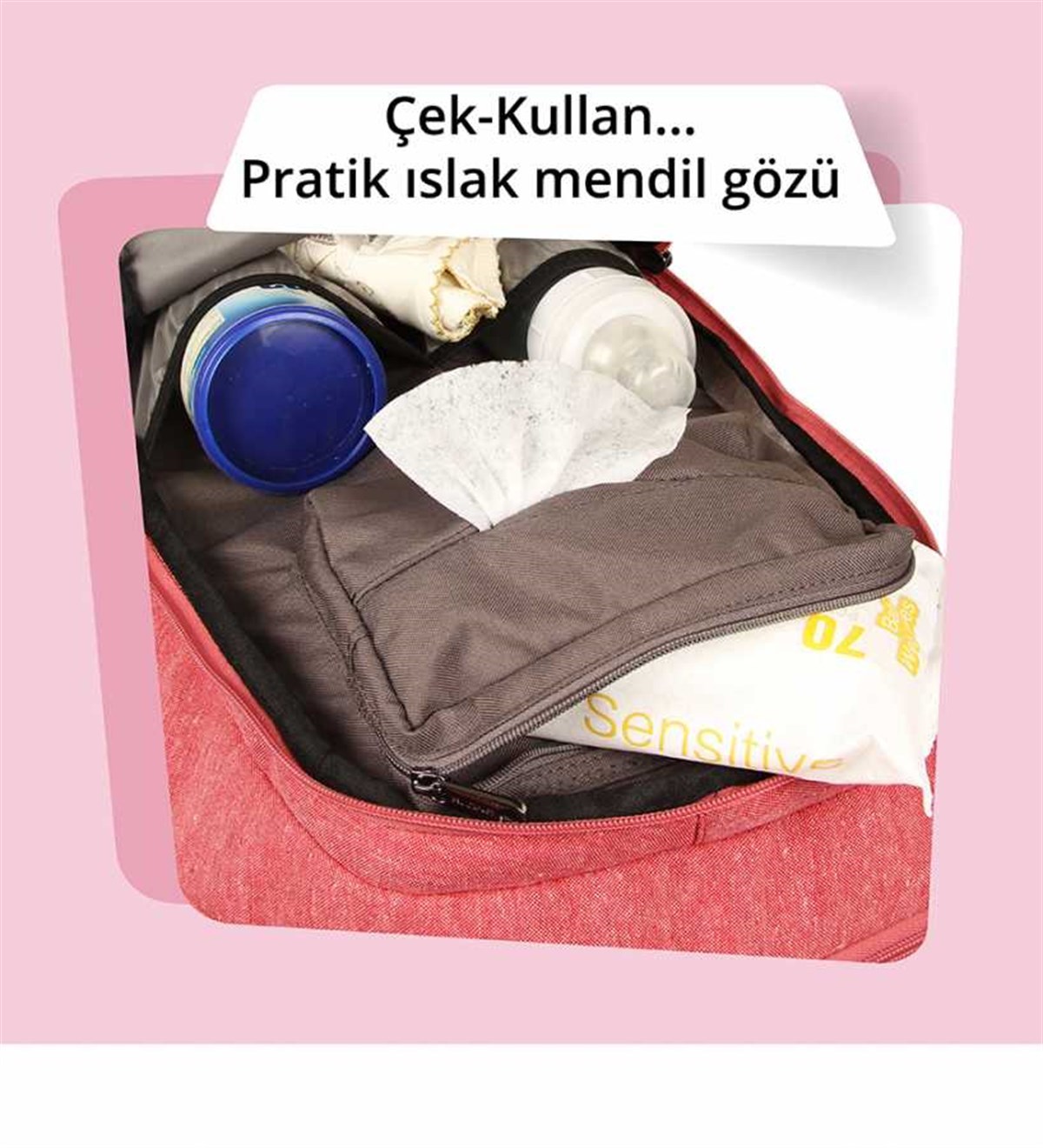 Alone Koton Anne Bebek Bakım Çantası - Çiçek Desenli Turuncu