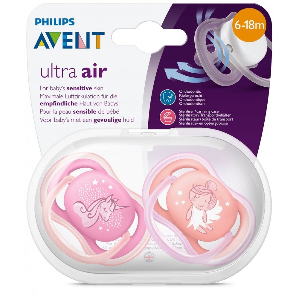 Avent 0% BPA Ultra Air Emzik 6-18 Ay Kız Desenli Orjinal
