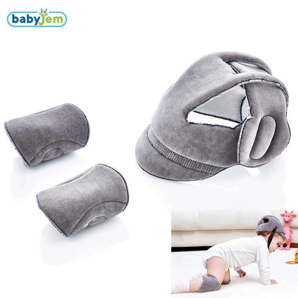 BabyJem Bebek Kafa Koruyucu Kask&Emekleme Dizliği Gri
