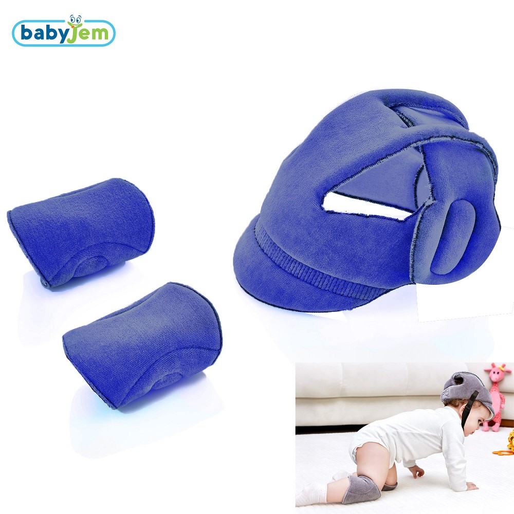 BabyJem Bebek Kafa Koruyucu Kask&Emekleme Dizliği Koyu Mavi