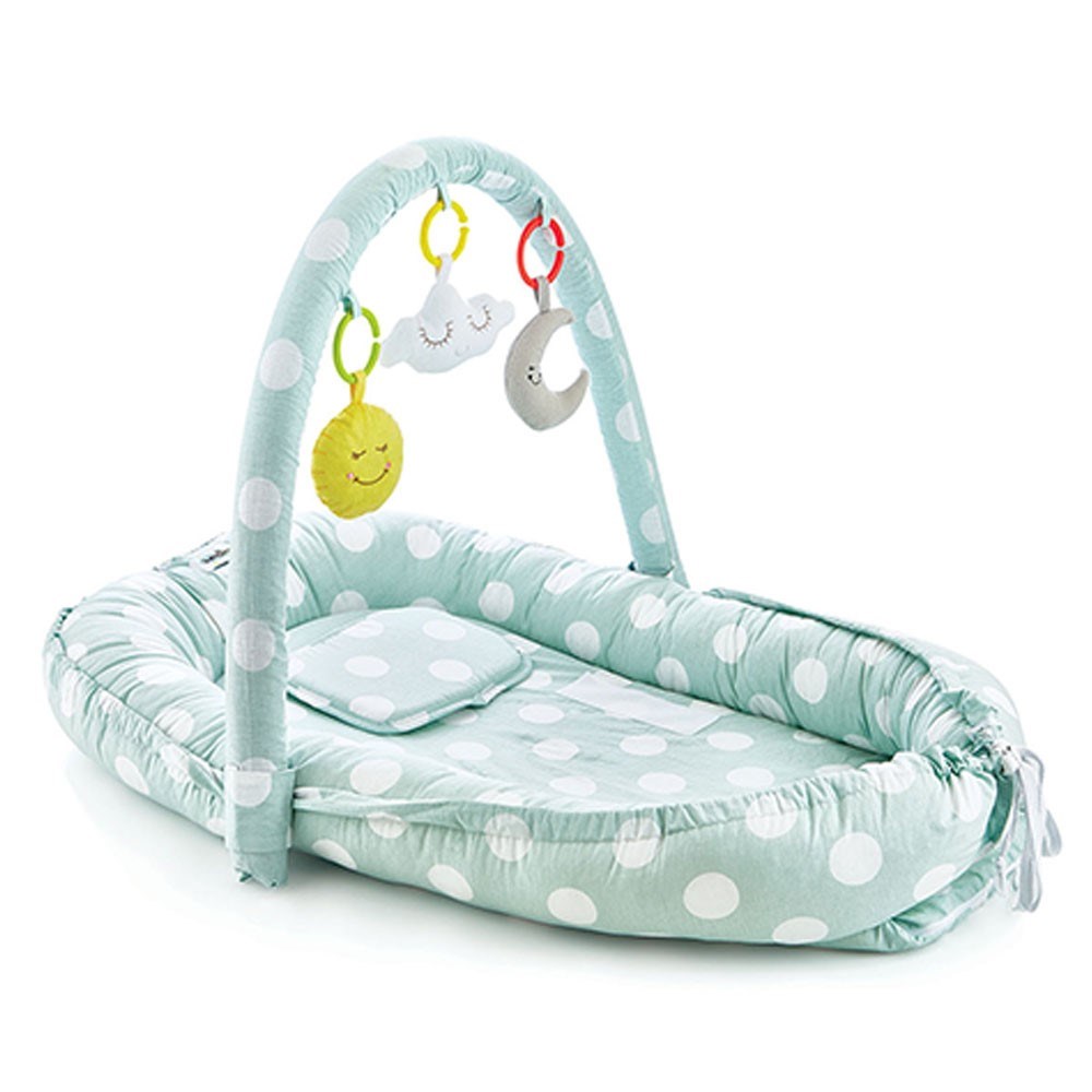 BabyJem Oyuncaklı Anne&Baba Yanı Bebek Yatağı Yeşil