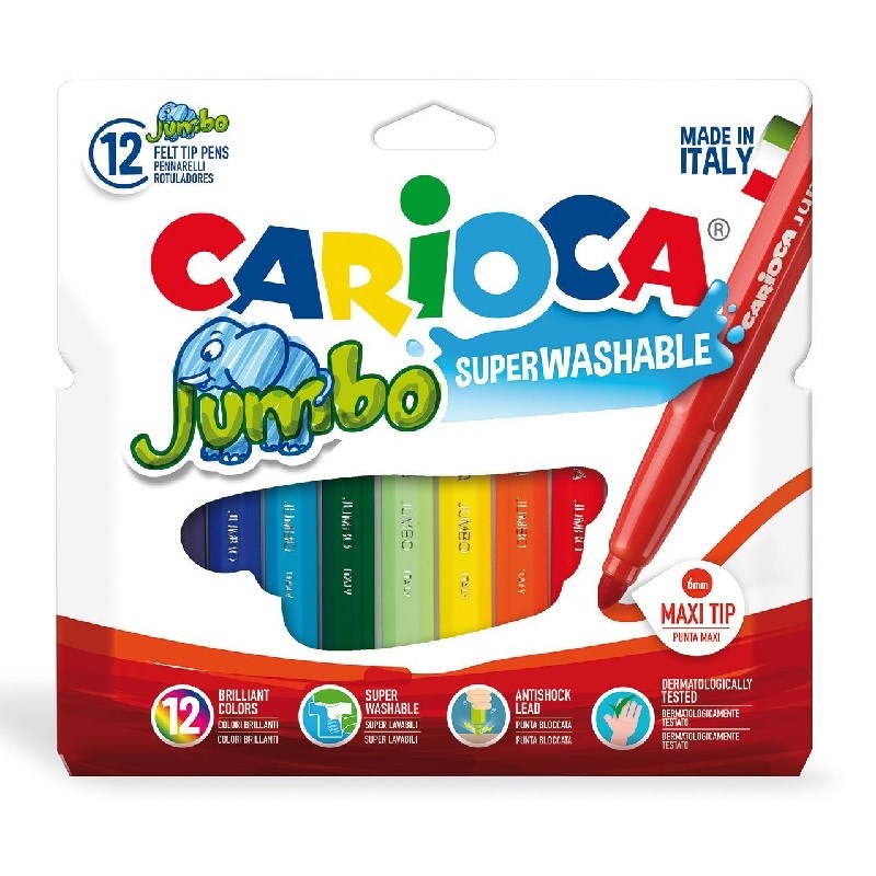 Carioca Jumbo Yıkanabilir Keçeli Boya Kalemi 12'li Orjinal