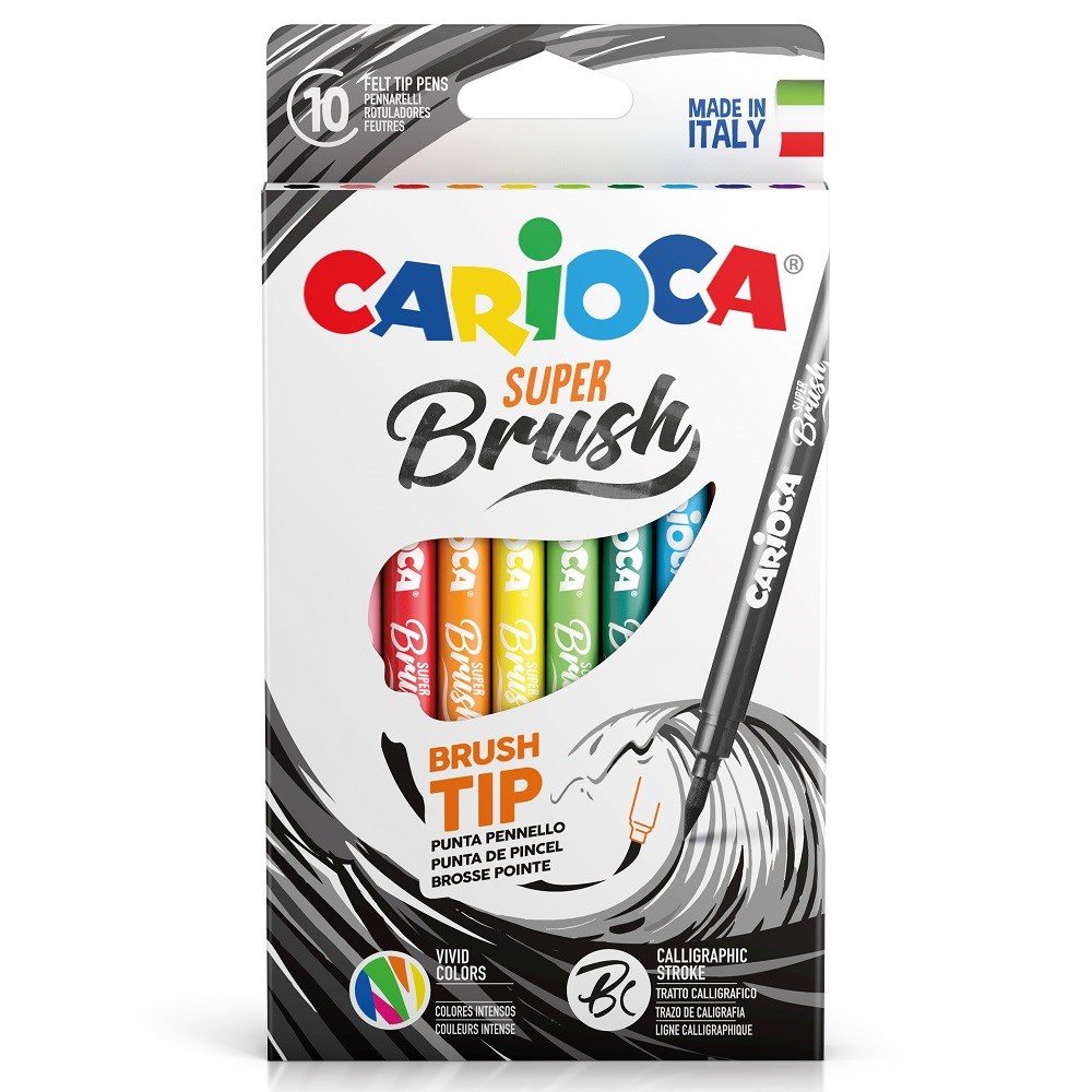Carioca Super Brush Fırça Uçlu Keçeli Boya Kalemi 10'lu Orjinal