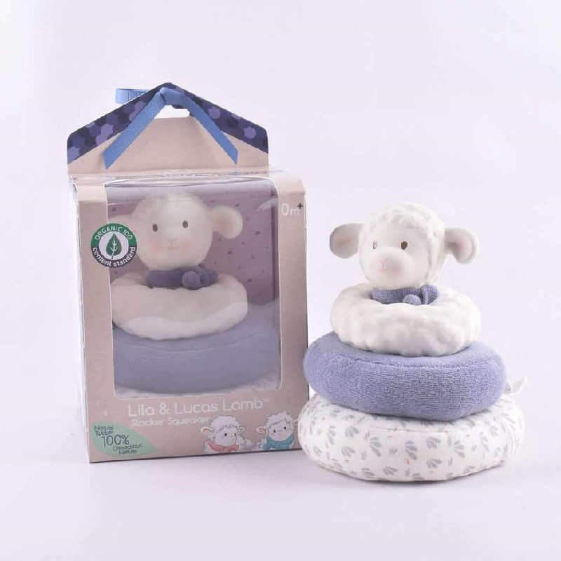 Tikiri Lila Lucas Lamb Stacker Squeaker - Halkalı Diş Kaşıyıcılı Oyuncak Kuzu Orjinal