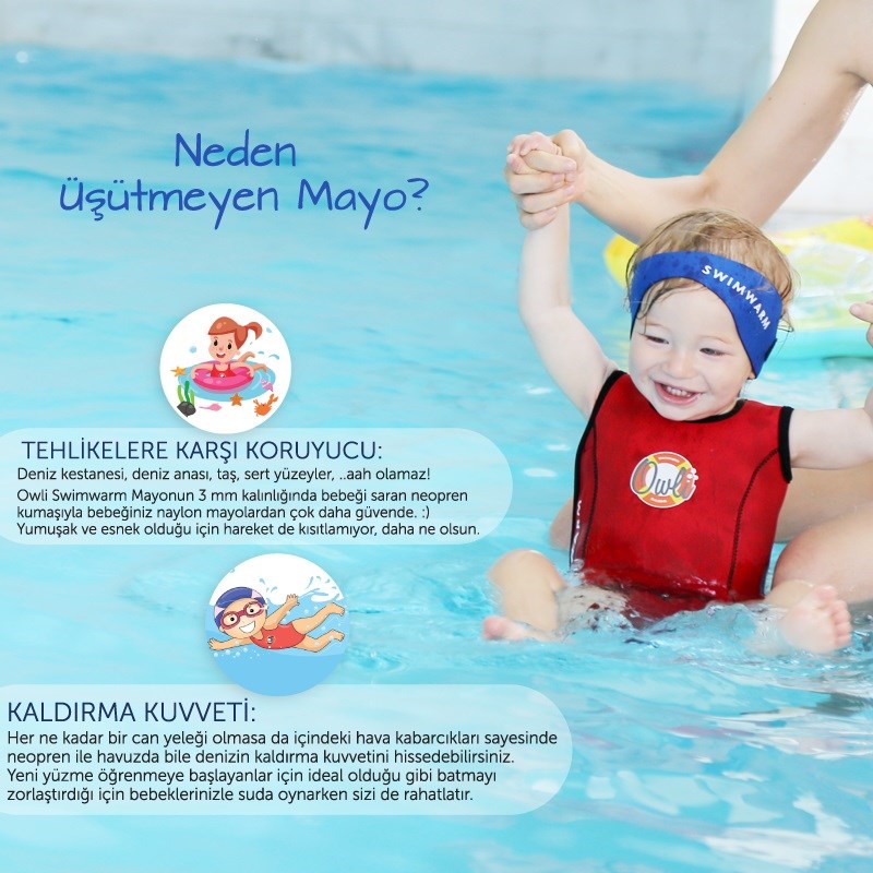 Owli Swimwarm Üşütmeyen Bebek Mayosu Turuncu Orjinal