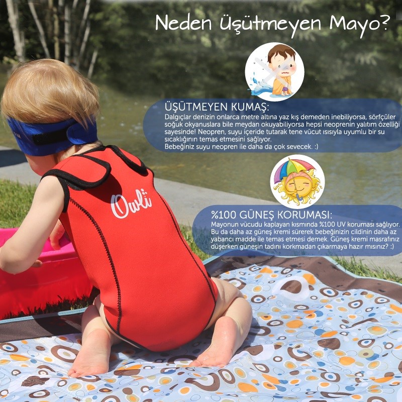 Owli Swimwarm Üşütmeyen Bebek Mayosu Turuncu Orjinal